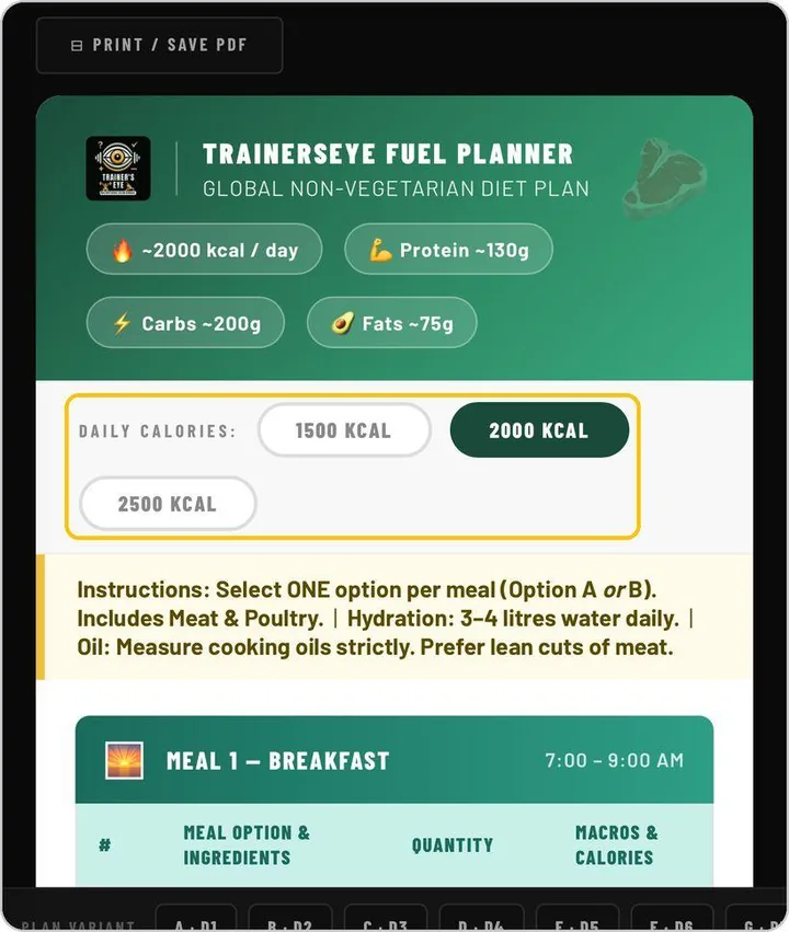 TrainersEye Meal of the Day finished output preview