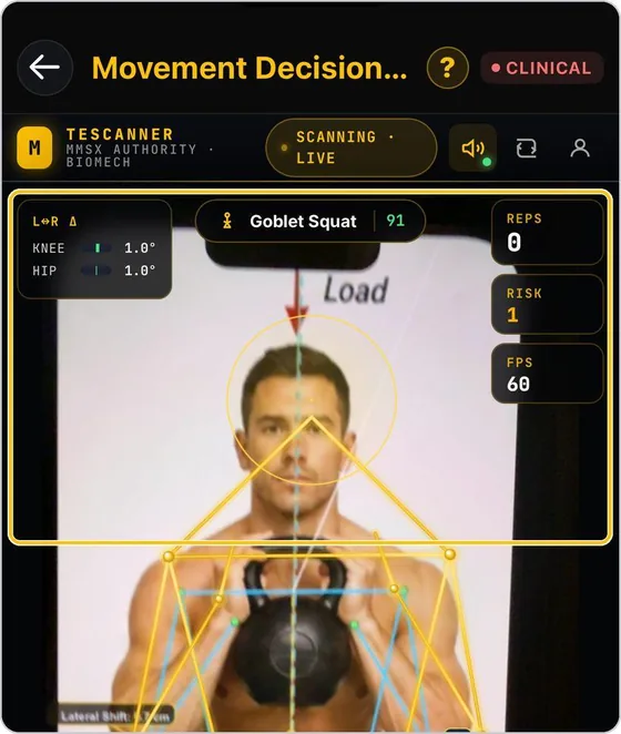 TrainersEye Movement Decision Tool screen: Physiotherapists