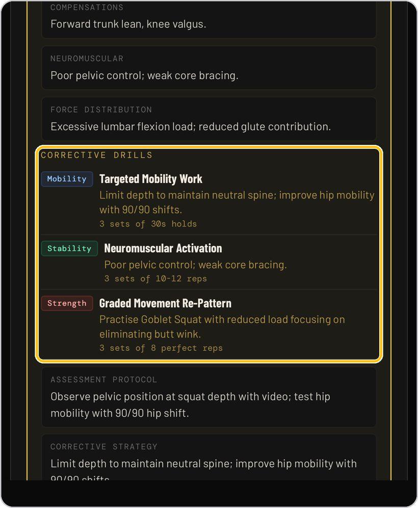 TE-MMOForms · Corrective drills