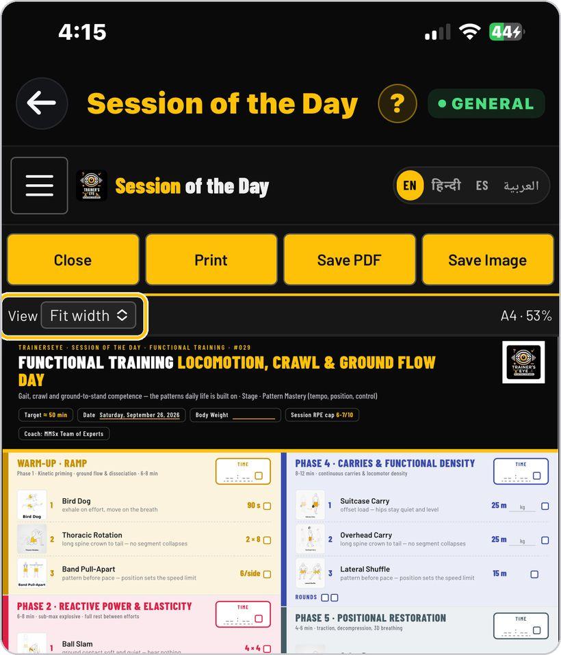 Session of the Day · See the whole sheet