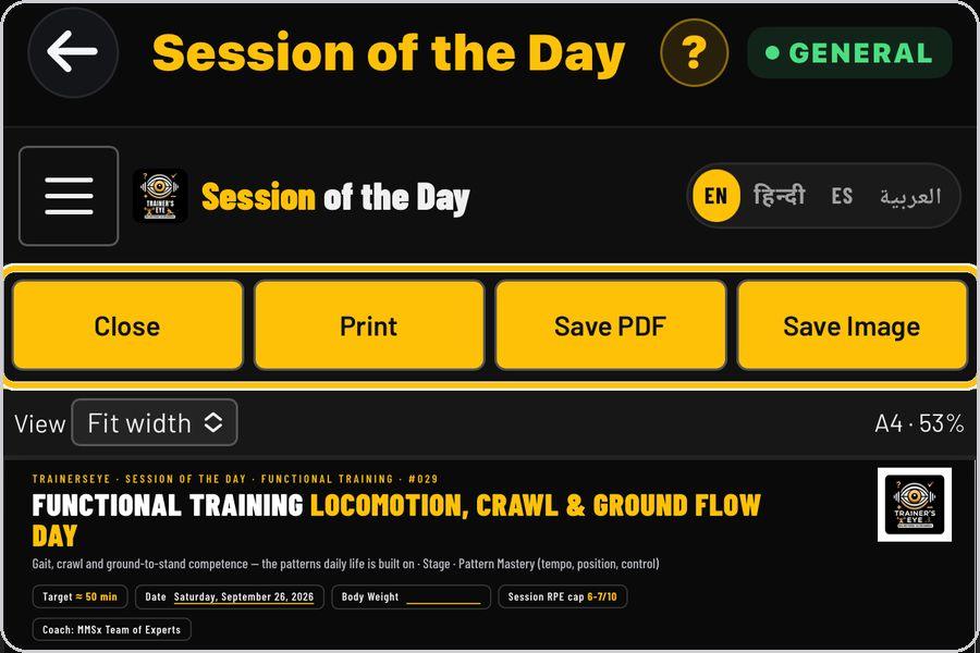Session of the Day · Print or save