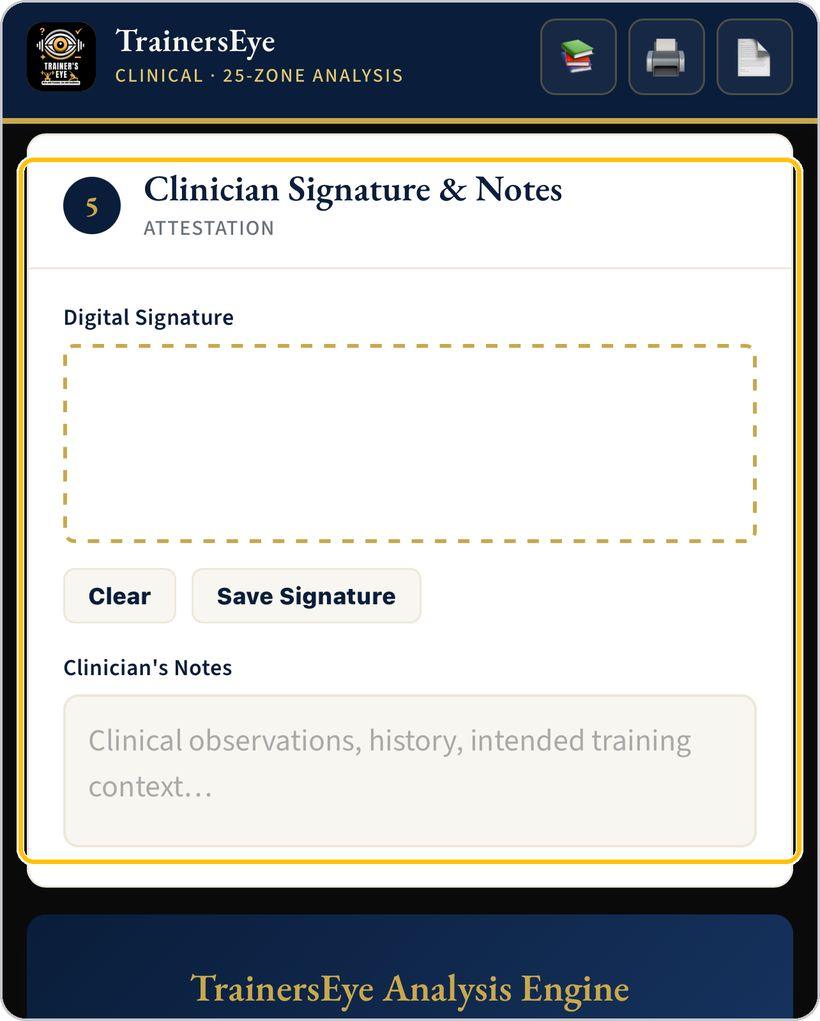 Biomechanical Analysis · Signature and notes
