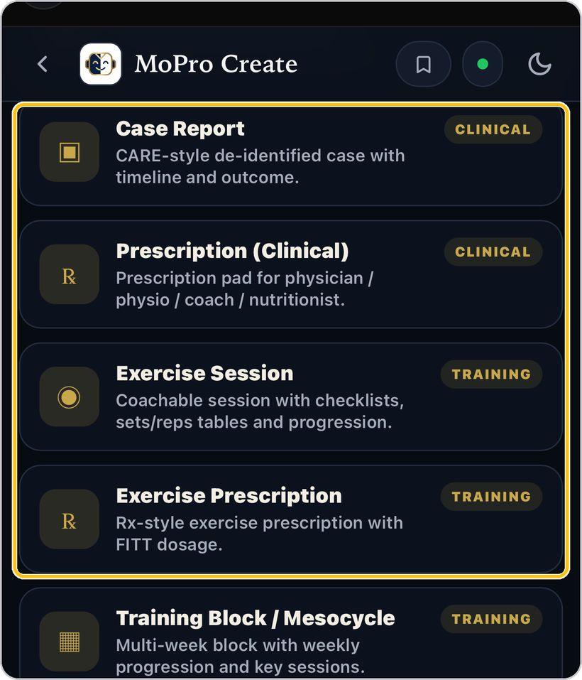 MoPro Create · Choose a template