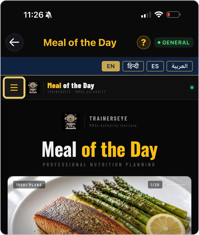Meal of the Day · Open the menu