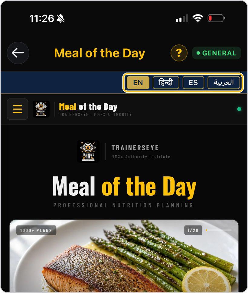 Meal of the Day · Choose your language