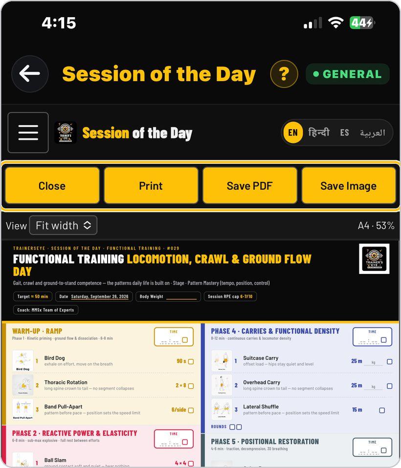 Session of the Day · Print or save