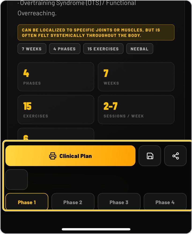 Rehab Builder · Phases and the action bar