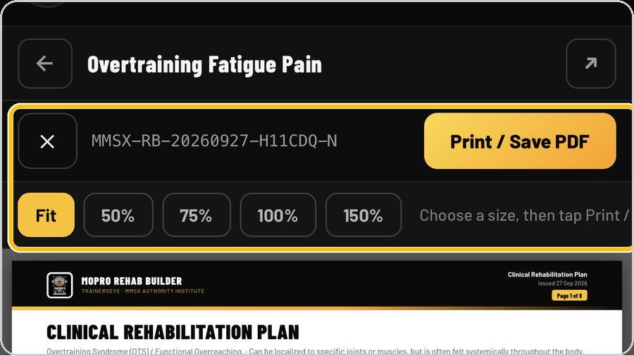 Rehab Builder · Print the Clinical Rehabilitation Plan