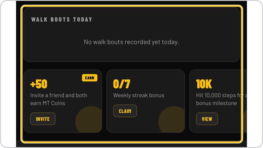 Mile Tracker · Walk bouts and bonus cards