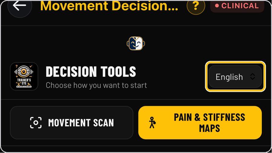 Movement Decision Tool · Language and help