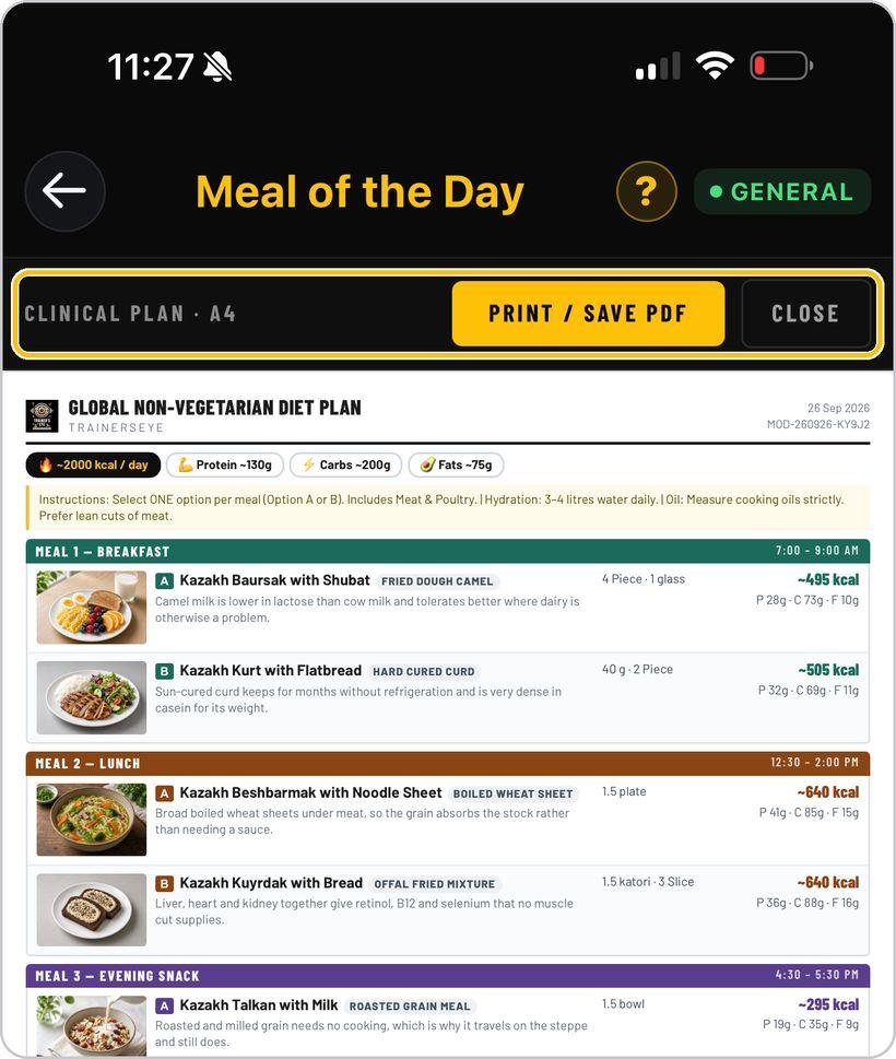 Meal of the Day · The clinical A4 plan