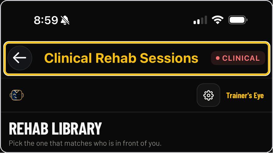 Clinical Rehab Sessions · Open the tool