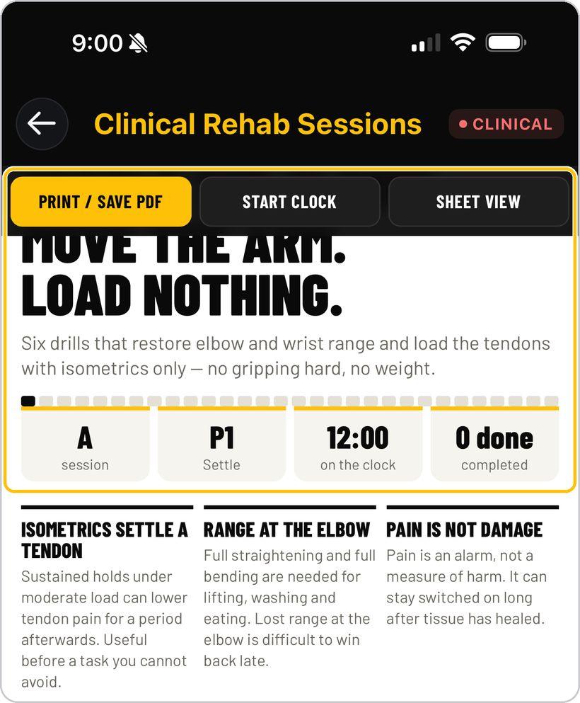 Clinical Rehab Sessions · Run the session