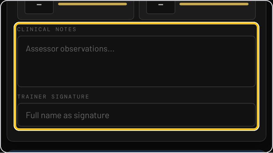 TE-MMOForms · Clinical notes and signature