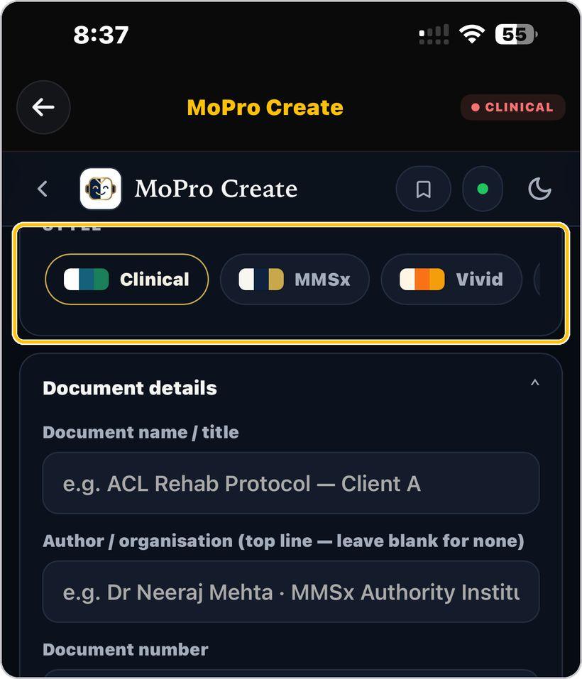 MoPro Create · Pick a style
