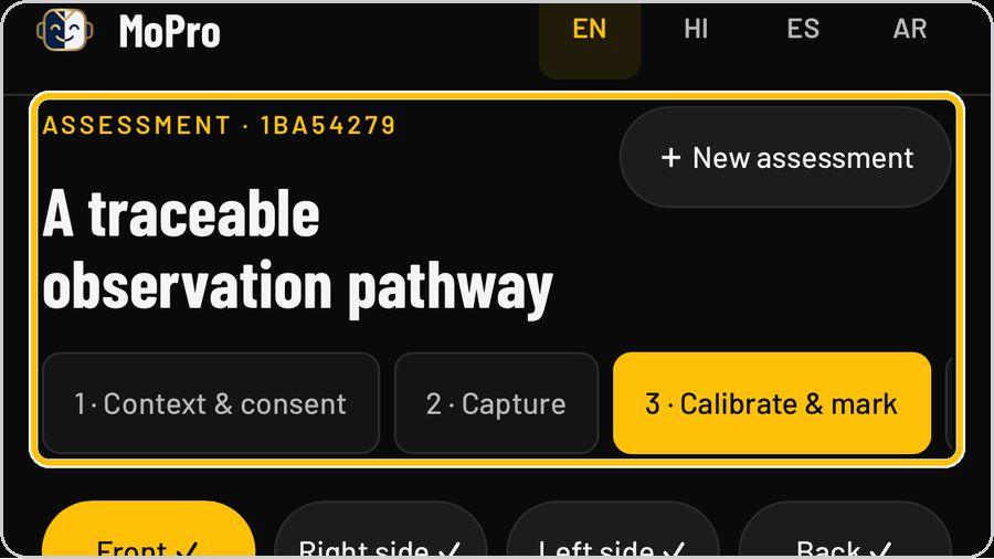 Clinical Posture Screening · Start the traceable pathway
