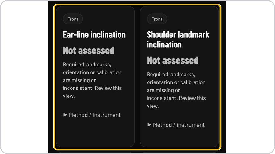 Clinical Posture Screening · The measurement cards