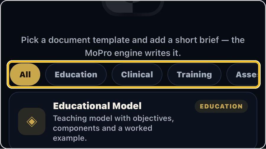 MoPro Create · Pick a category