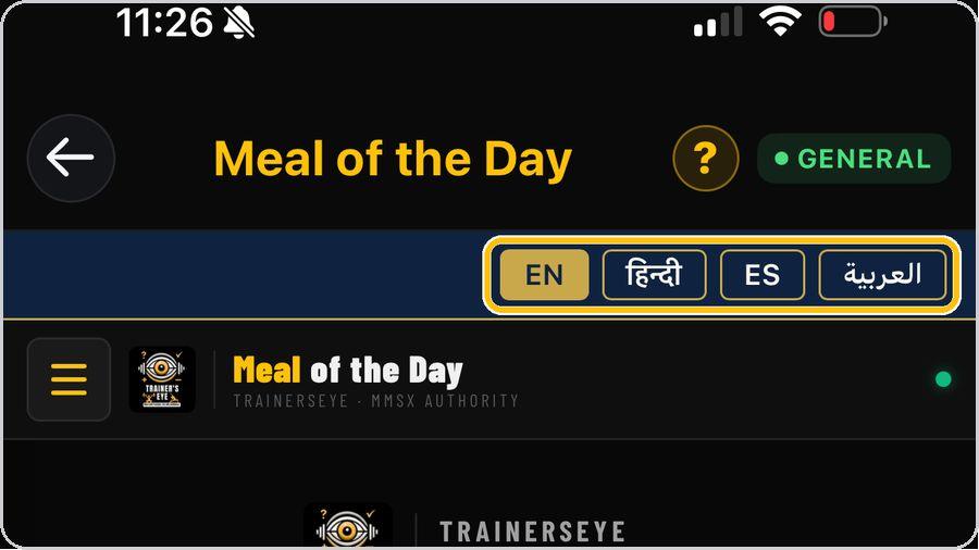 Meal of the Day · Choose your language