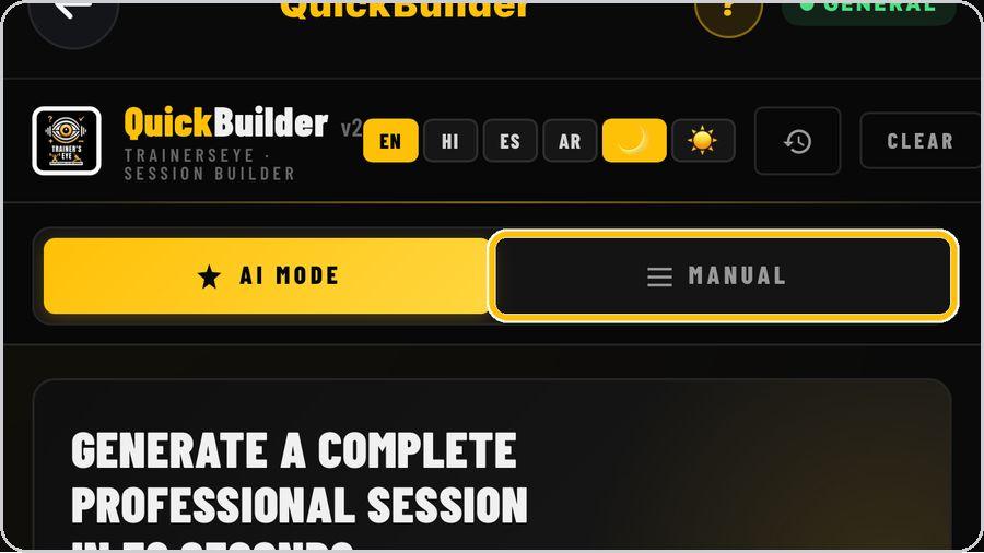 QuickBuilder · Or pick every exercise yourself