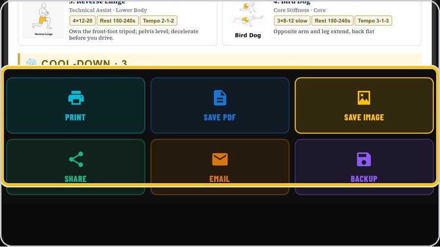 QuickBuilder · Print, save, share or email