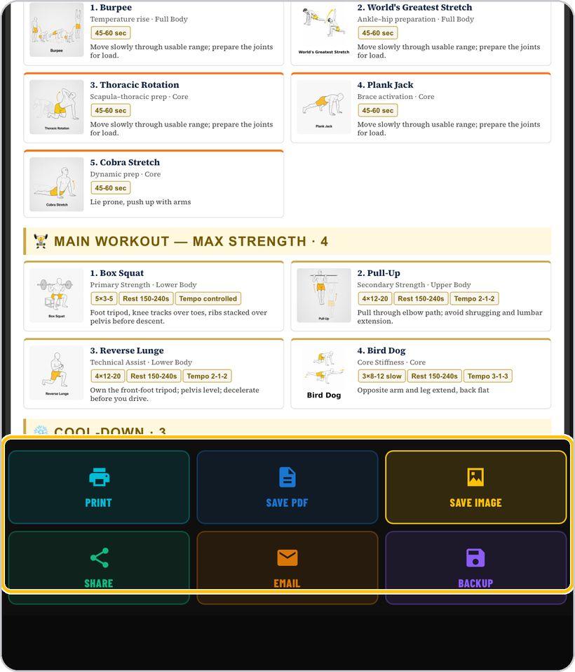 QuickBuilder · Print, save, share or email