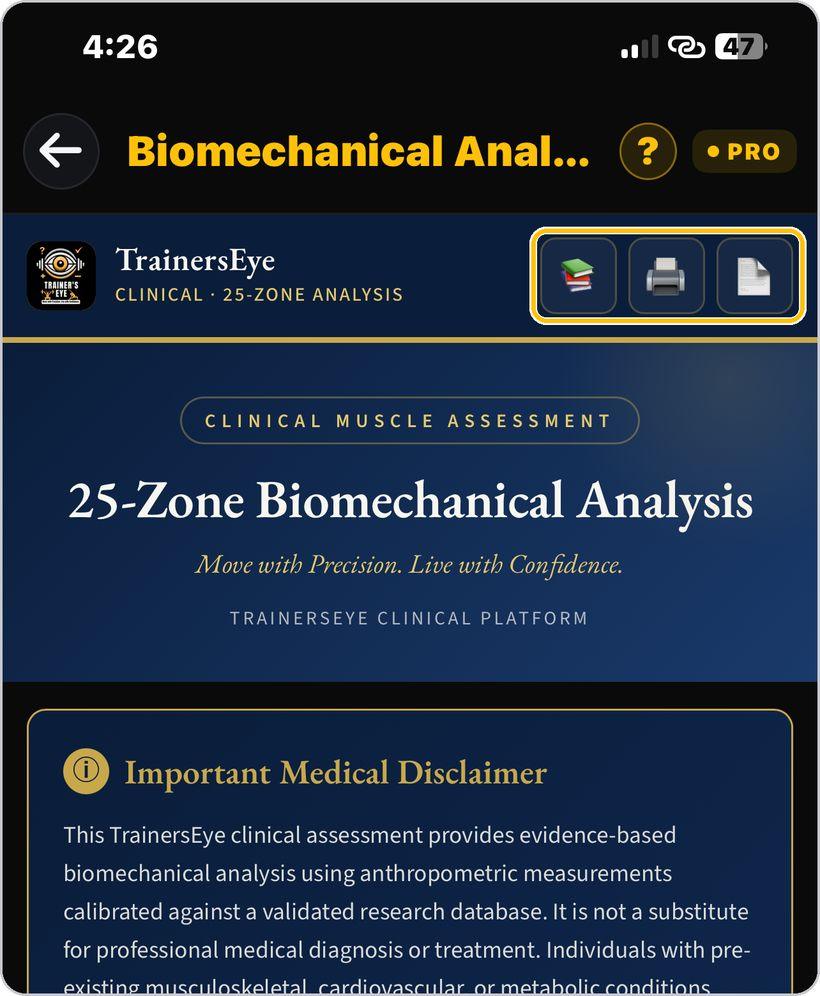 Biomechanical Analysis · References, print and report