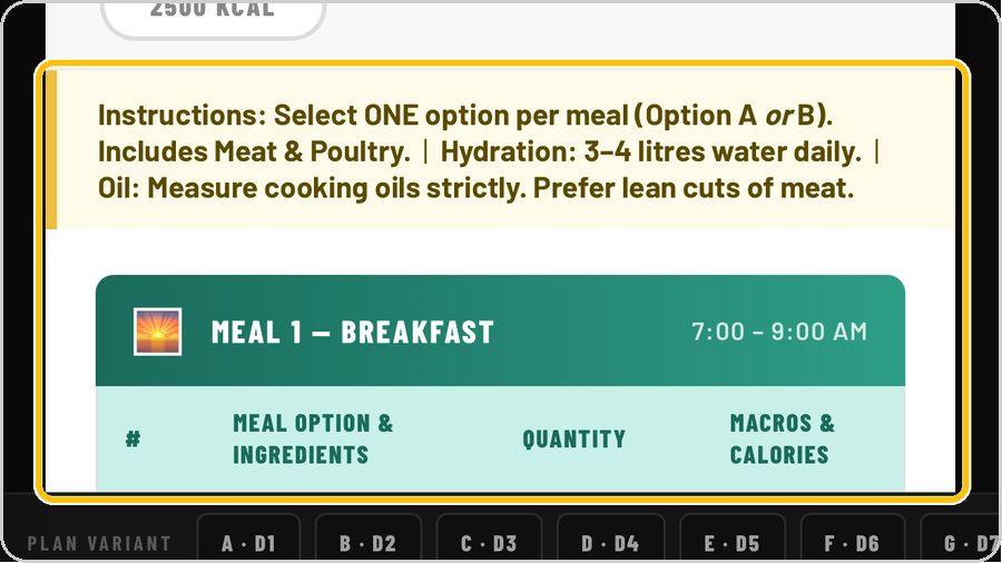Meal of the Day · Follow the instructions and the meals