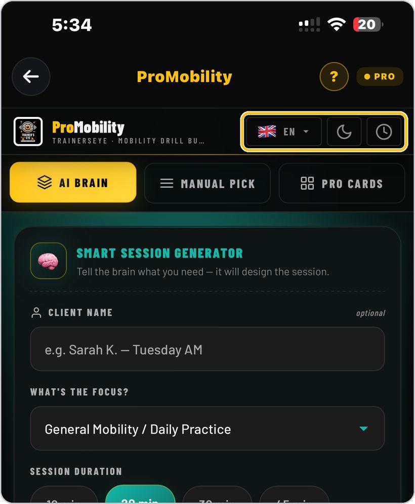 ProMobility · Language, look and history
