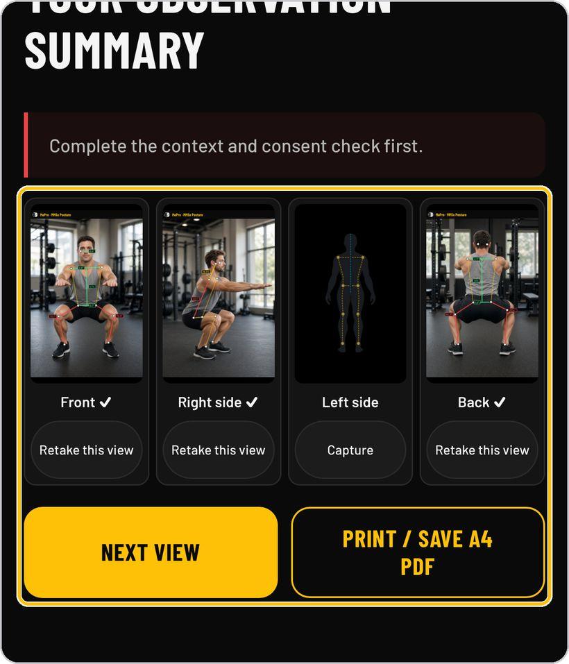 Clinical Posture Screening · Your observation summary