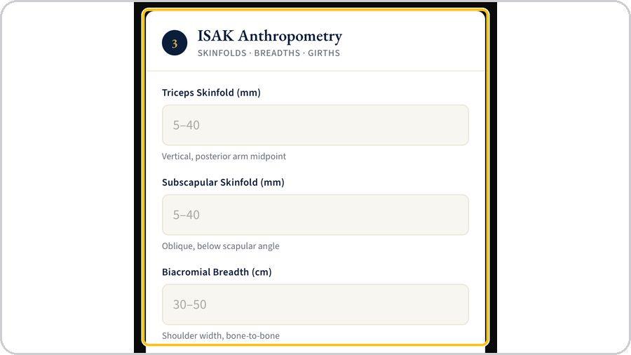 Biomechanical Analysis · ISAK anthropometry