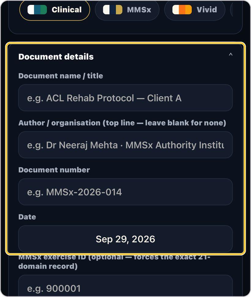 MoPro Create · Add the document details