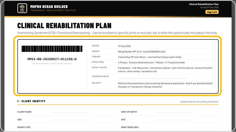 Rehab Builder · Read the control page