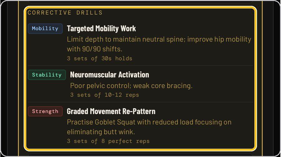 TE-MMOForms · Corrective drills