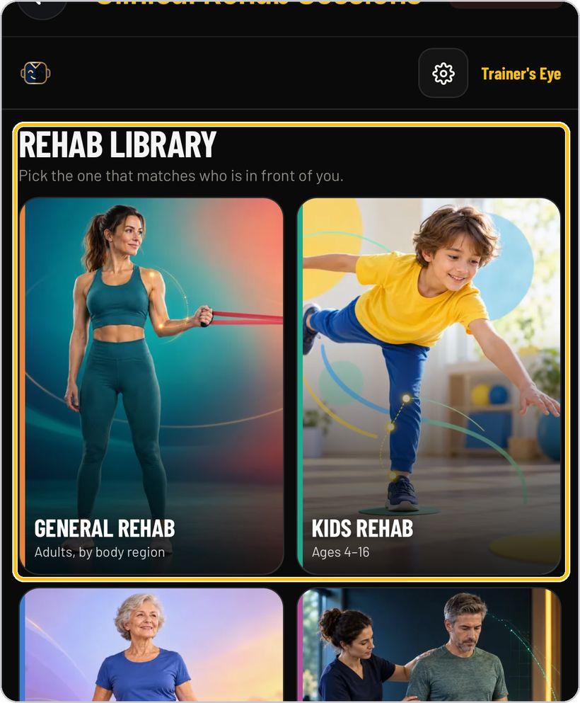 Clinical Rehab Sessions · Pick the library