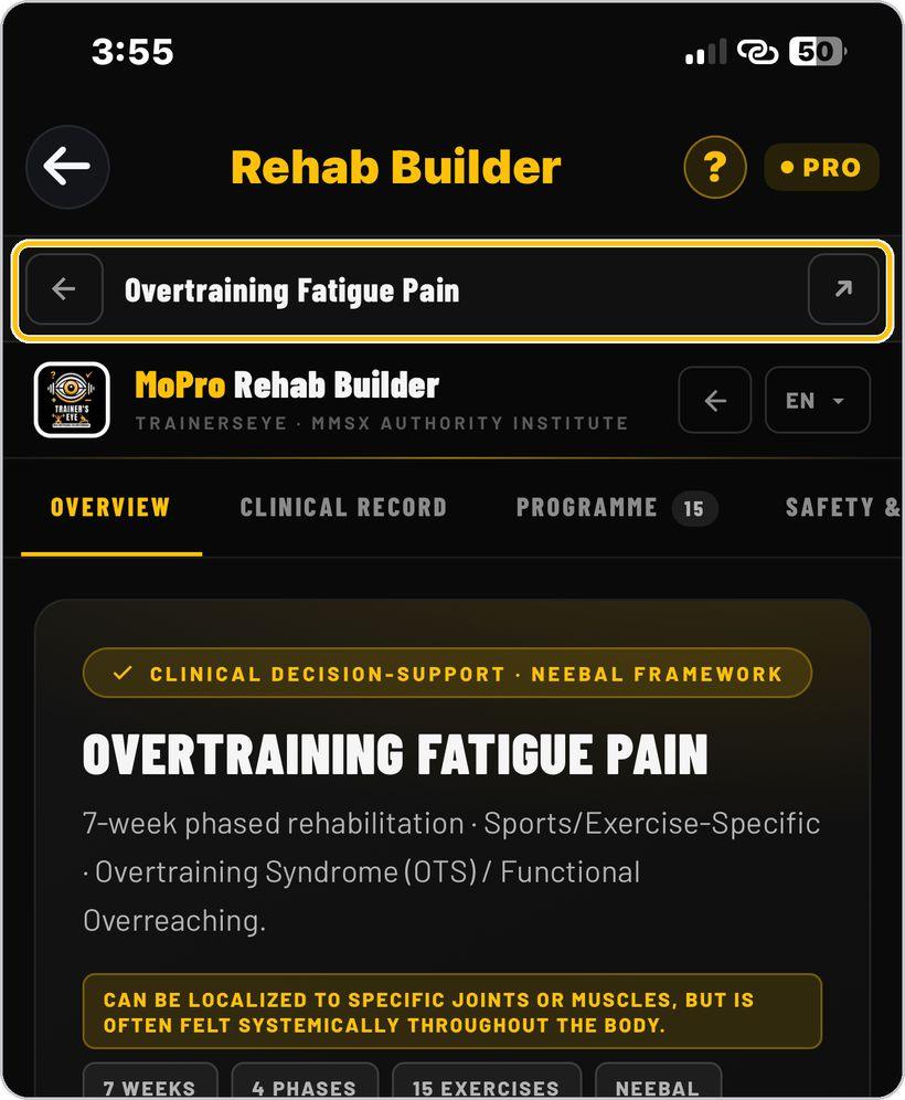 Rehab Builder · Pick the condition