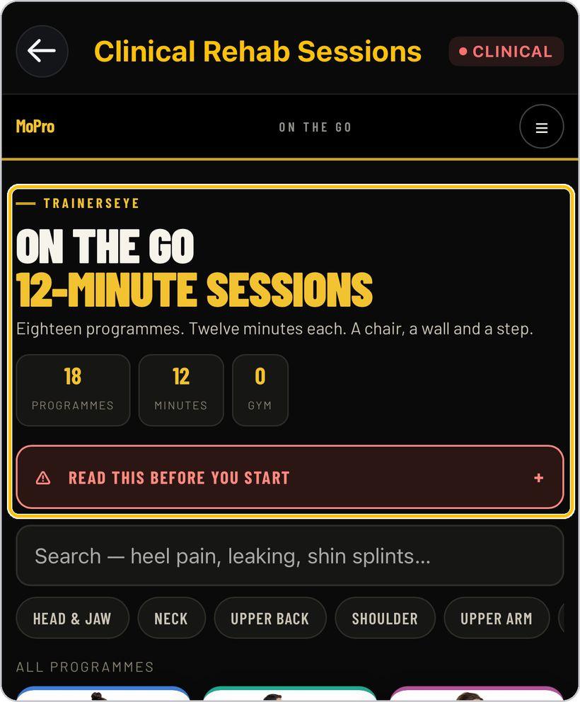Clinical Rehab Sessions · General Rehab: On the Go