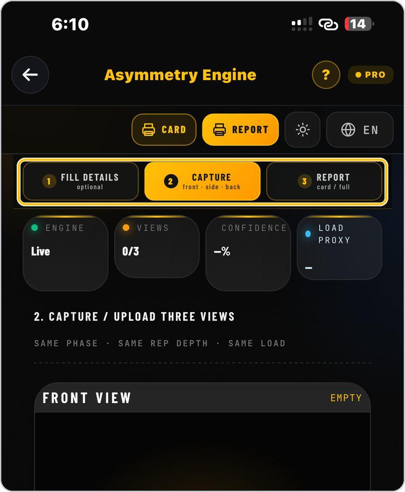 Asymmetry Engine · The three steps