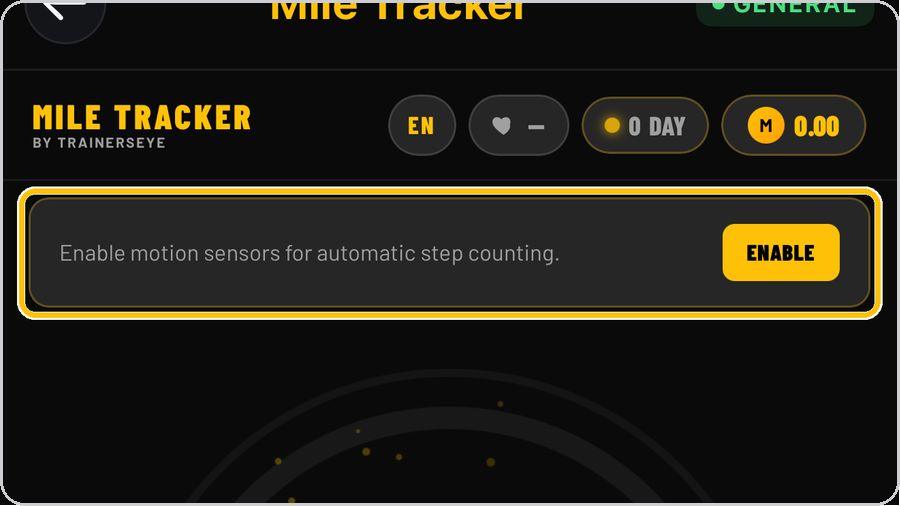Mile Tracker · Enable motion sensors