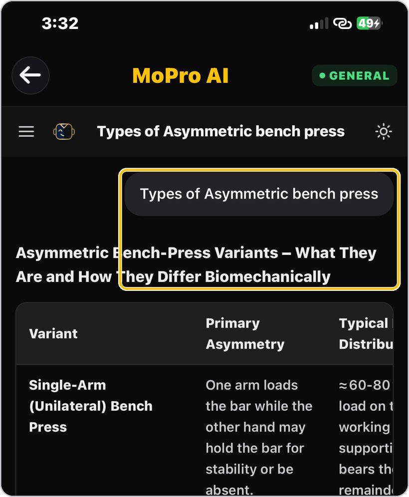 MoPro AI · Your question, then a structured answer