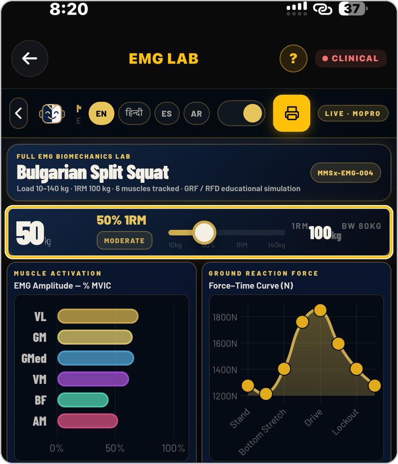 EMG Lab · Open the full lab and set the load