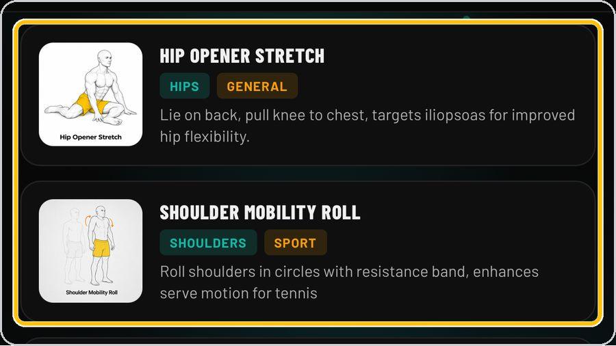 ProMobility · Choose drills from the library
