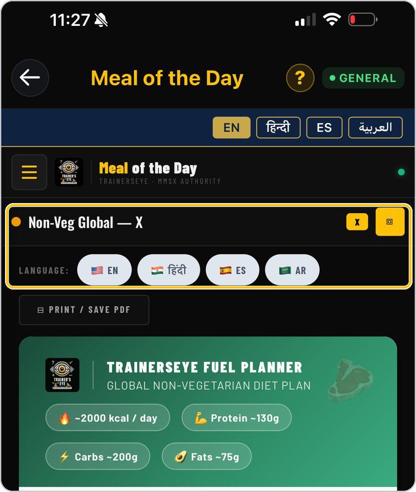 Meal of the Day · Plan language and close