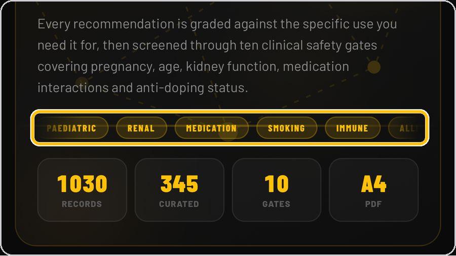 Supplement Engine · Step 2 — safety screening