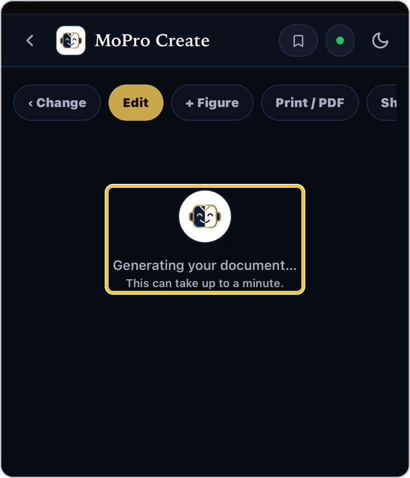 MoPro Create · Generate the document