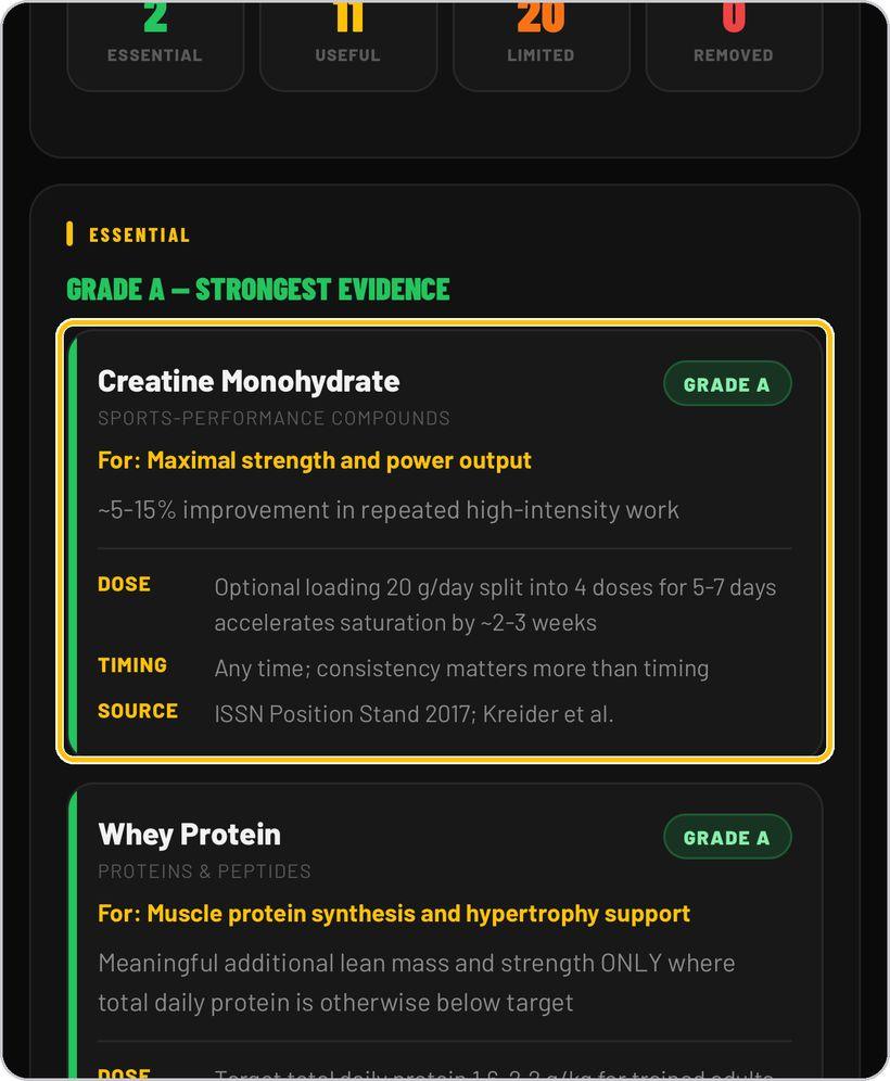 Supplement Engine · Read each recommendation