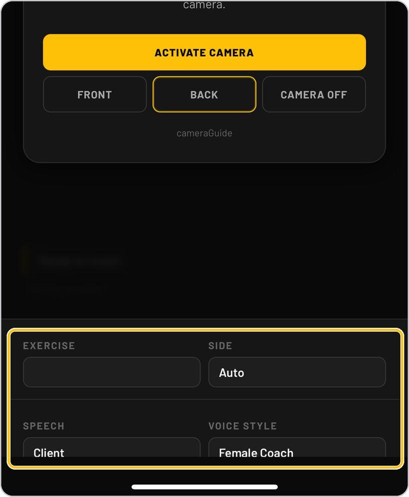 Coach · Exercise, side, speech and voice