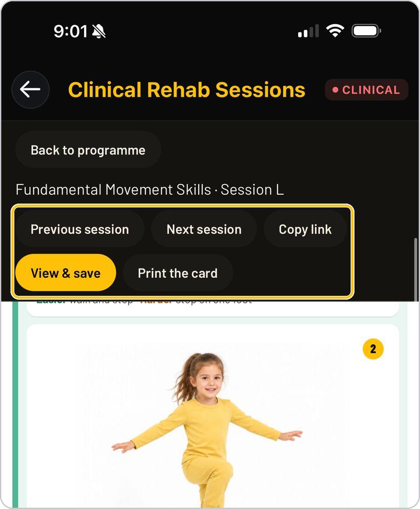 Clinical Rehab Sessions · Print, save and hand out