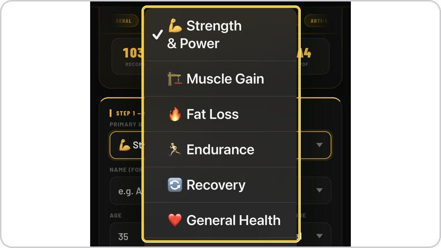 Supplement Engine · Step 1 — choose the primary goal