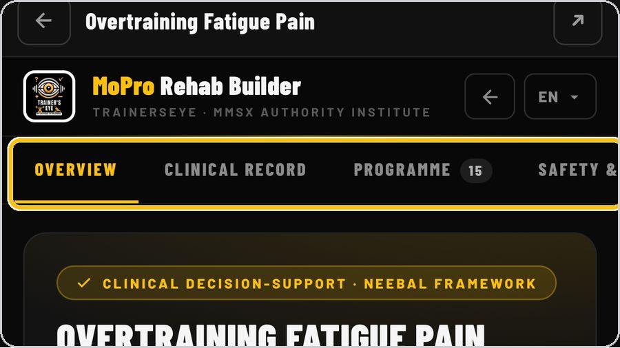 Rehab Builder · The four tabs